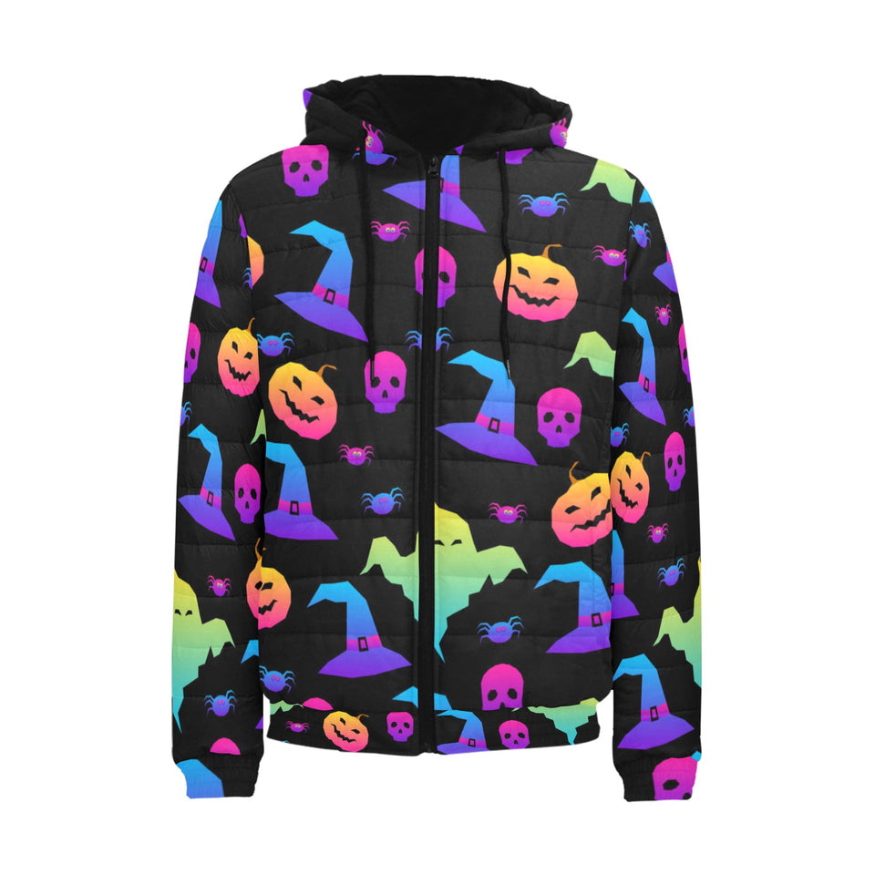 Colorful halloween background Men's Padded Hooded Jacket