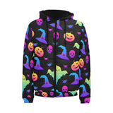 Colorful halloween background Men's Padded Hooded Jacket