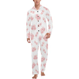 Pink sakura cherry blossom pattern Men's Long Pajama Set