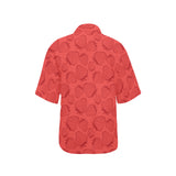 strawberry pattern red background Women's All Over Print Hawaiian Shirt