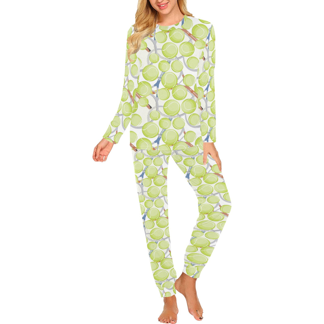 Tennis Pattern Print Design 01 Women's All Over Print Pajama Set