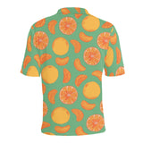 orange fruit pattern green background Men's All Over Print Polo Shirt