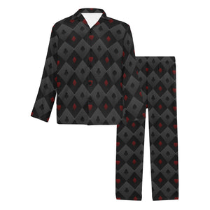 Casino Cards Suits Pattern Print Design 05 Men's Long Pajama Set