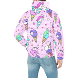 Cute ice cream cone animal pattern Men's Padded Hooded Jacket