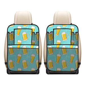 Beer pattern green background Car Seat Back Organizer