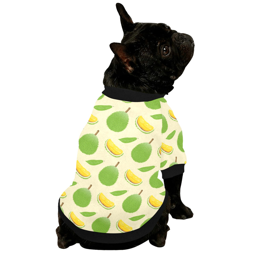 Durian pattern All Over Print Pet Dog Round Neck Fuzzy Shirt