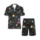 space pattern Men's V-Neck Short Pajama Set