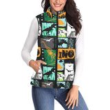 dinosaurs print pattern Women's Padded Vest