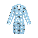 Stingray Pattern Print Design 03 Women's Long Sleeve Belted Night Robe