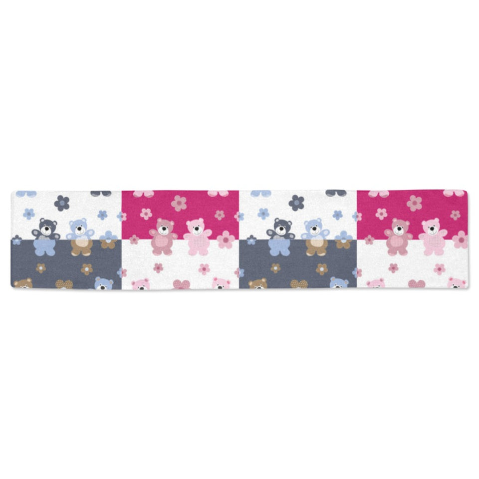 Teddy Bear Pattern Print Design 03 Table Runner