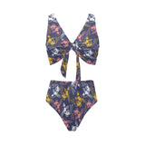 Koi Fish Carp Fish pattern Chest Bowknot High Waisted Bikini Swimsuit