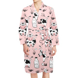 Cows milk product pink background Men's Long Sleeve Belted Night Robe