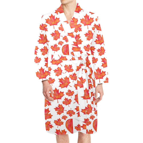 Canada Pattern Print Design 02 Men's Long Sleeve Belted Night Robe