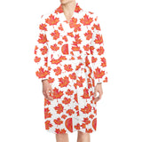 Canada Pattern Print Design 02 Men's Long Sleeve Belted Night Robe