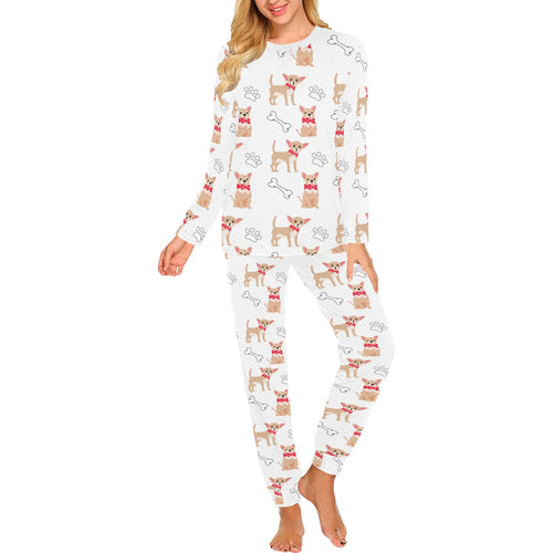 Chihuahua bone paw pattern Women's All Over Print Pajama Set