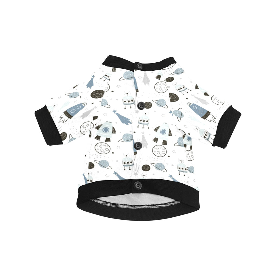 Hand drawn space elements space rocket star planet All Over Print Pet Dog Round Neck Fuzzy Shirt