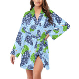 Watercolor grape pattern Women's Long Sleeve Belted Night Robe