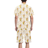Corn Pattern Print Design 02 Men's V-Neck Short Pajama Set