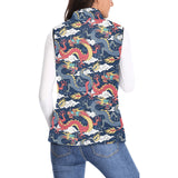 Blue red dragon cloud pattern Women's Padded Vest