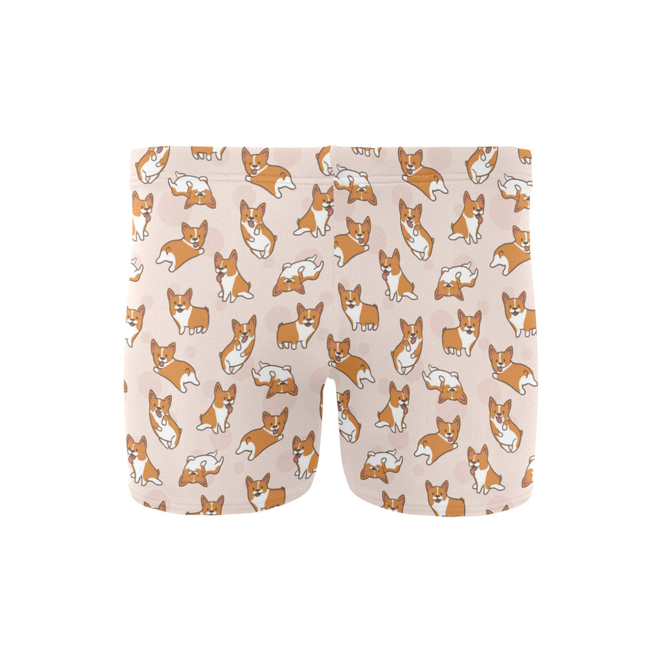 Cute Corgis Pattern pink background Men's Swimming Trunks