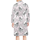 Cute french bulldog pattern Men's Long Sleeve Belted Night Robe