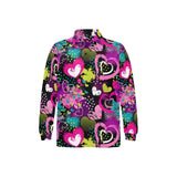 heart dot wave star creative design pattern Men's Long Sleeve Polo Shirt