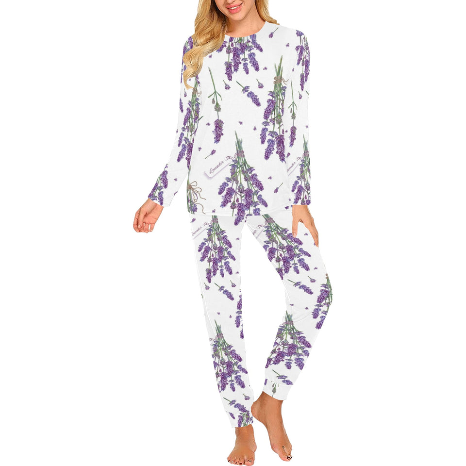 lavender flower design pattern Women's All Over Print Pajama Set