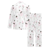 Poodle dog rose cake pattern Men's Long Pajama Set