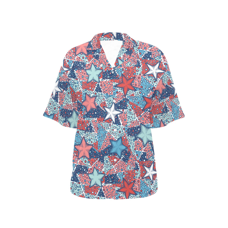 Hand drawn colorful starfish Women's All Over Print Hawaiian Shirt