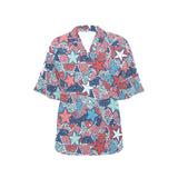 Hand drawn colorful starfish Women's All Over Print Hawaiian Shirt