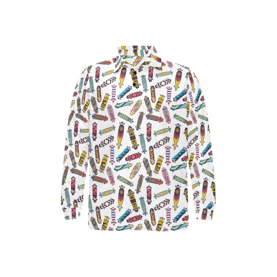 Skate Board Pattern Print Design 05 Men's Long Sleeve Polo Shirt