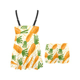 Carrot Pattern Print Design 01 Chest Sexy Pleated Two Piece Swim Dress