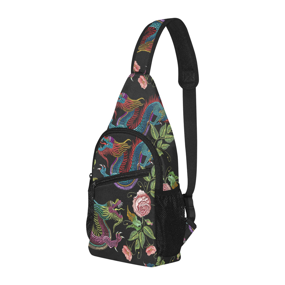 Dragons flower pattern All Over Print Chest Bag