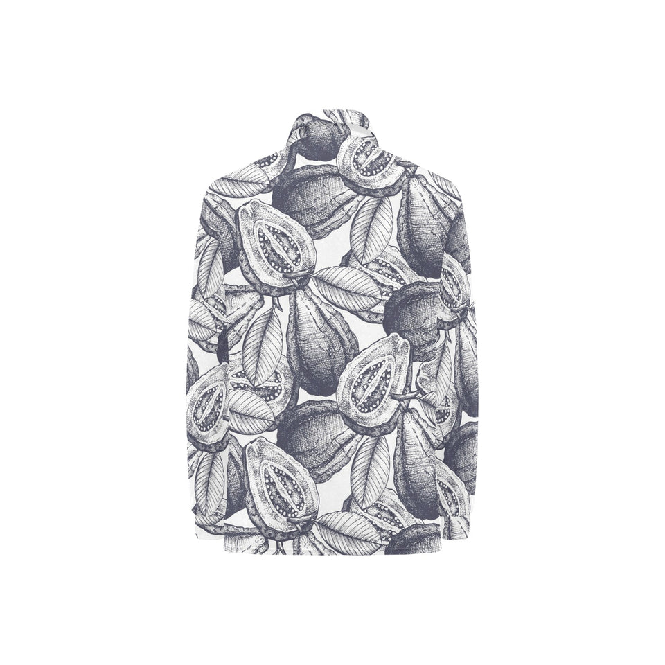 Guava tropical hand drawn pattern Women's Long Sleeve Polo Shirt