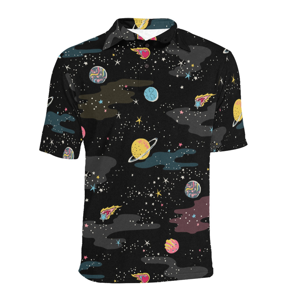 space pattern Men's All Over Print Polo Shirt