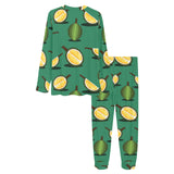 Durian pattern green background Women's All Over Print Pajama Set