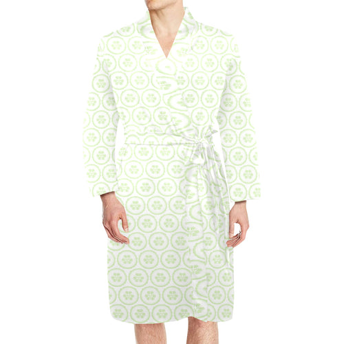 Cucumber pattern background Men's Long Sleeve Belted Night Robe