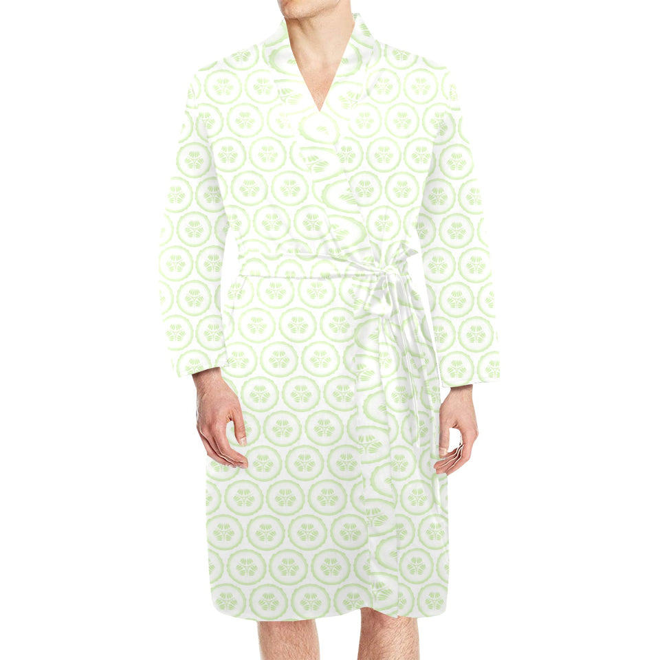 Cucumber pattern background Men's Long Sleeve Belted Night Robe