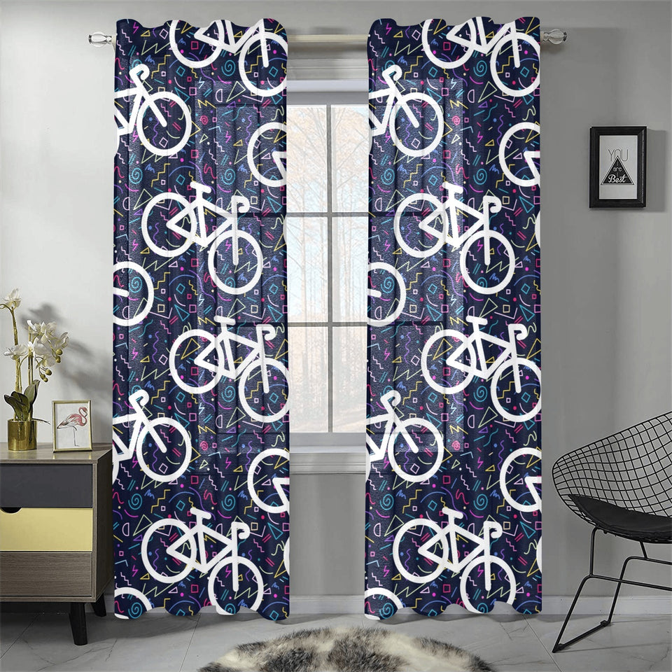 Bicycle Pattern Print Design 03 Gauze Curtain