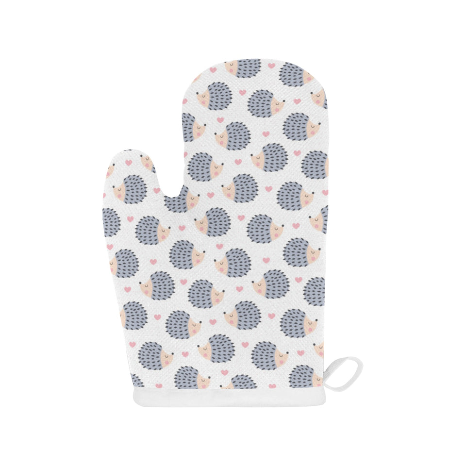 Hedgehog Pattern Print Design 04 Heat Resistant Oven Mitts