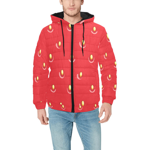 strawberry texture skin pattern Men's Padded Hooded Jacket