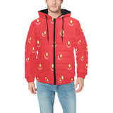 strawberry texture skin pattern Men's Padded Hooded Jacket