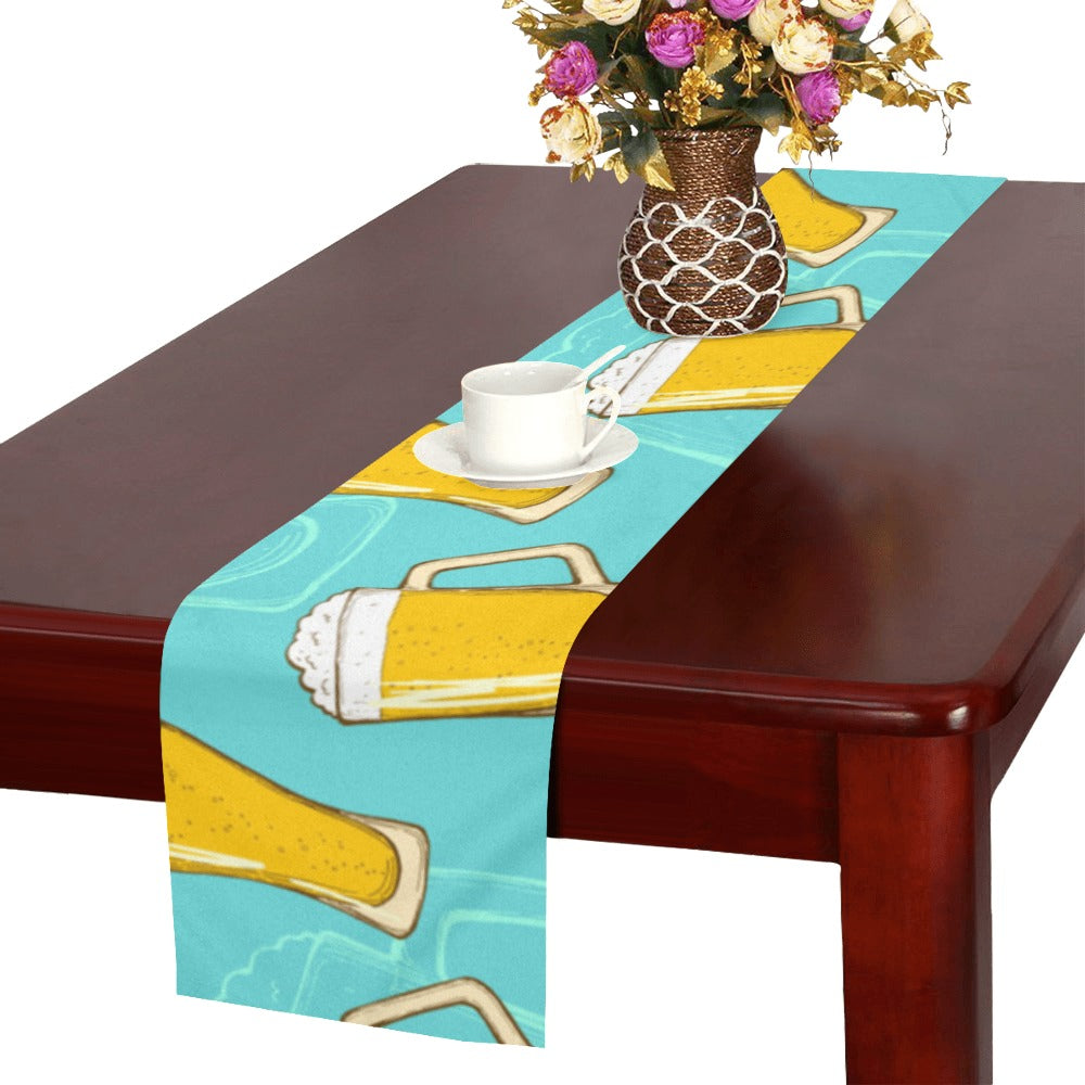 Beer pattern green background Table Runner