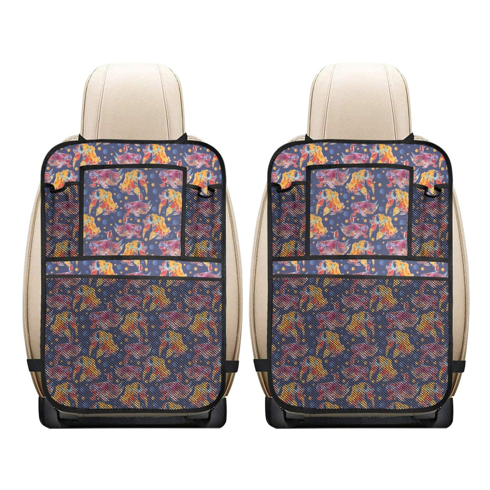 Goldfish Pattern Print Design 05 Car Seat Back Organizer