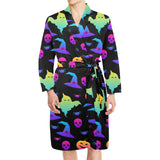 Colorful halloween background Men's Long Sleeve Belted Night Robe