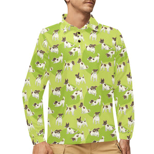 Jack Russel Pattern Print Design 01 Men's Long Sleeve Polo Shirt