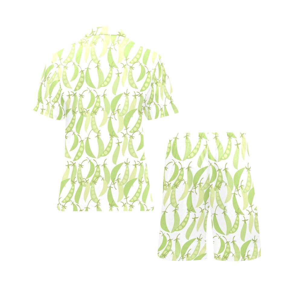Green Peas Pattern Print Design 03 Men's V-Neck Short Pajama Set