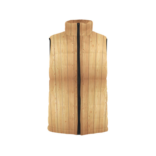Wood Printed Pattern Print Design 05 Women's Padded Vest