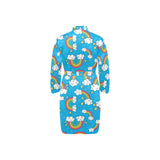 Rainbows Sky Clouds Pattern Men's Long Sleeve Belted Night Robe