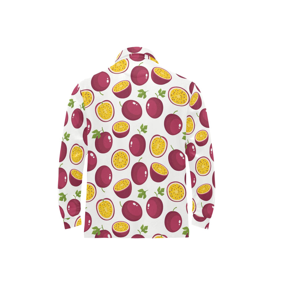 Passion fruit design pattern Men's Long Sleeve Polo Shirt